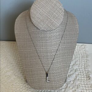 NWT Stainless Steel Elegant Silver Tone  Dainty Necklace initial  L Pendant